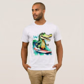 T-shirt Le surf de crocodile drôle (Devant entier)