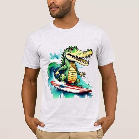T-shirt Le surf de crocodile drôle (Devant)