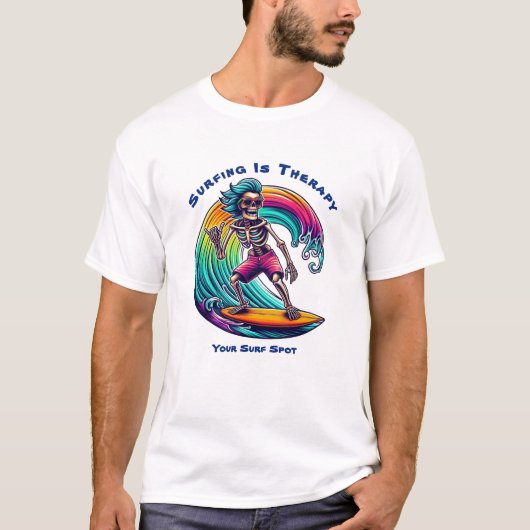 T-shirt Le Surf Est Thérapeutique-Squelette Surfer À L'Épr (Devant)