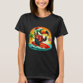 T-shirt Le Surf Père Noël Toucan Et Drôle Chien Trocal Chr (Devant)