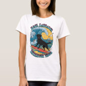 T-shirt Le surf Pup Black Labrador Retriever (Devant)