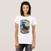 T-shirt Le surf Pup Black Labrador Retriever (Devant entier)