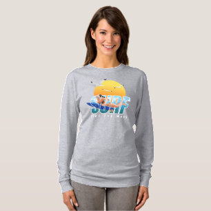 T-shirt Le Surfeur Chevauche la Vague Femmes Manches Lon