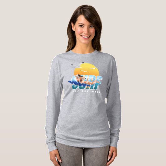 T-shirt Le Surfeur Chevauche la Vague | Femmes Manches Lon (Devant entier)