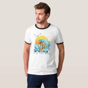 T-shirt Le surfeur fait le tour de la vague Homme Ringer