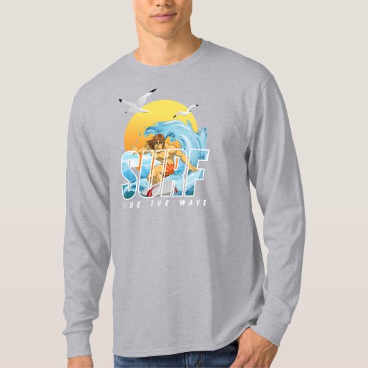 T-shirt Le surfeur fait le tour de la vague | Hommes Long (Devant)