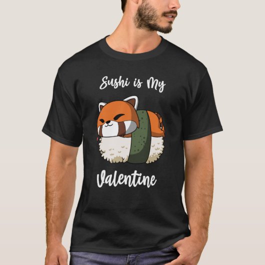 T-shirt Le sushi est ma Saint Valentin Panda Rouge Saint V (Devant)