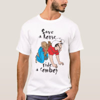 Le T-shirt, "sauvent un tour de cheval un cowboy "