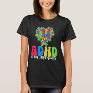 T-shirt Le TDAH est mon super-pouvoir Puzzle Ruban pour en