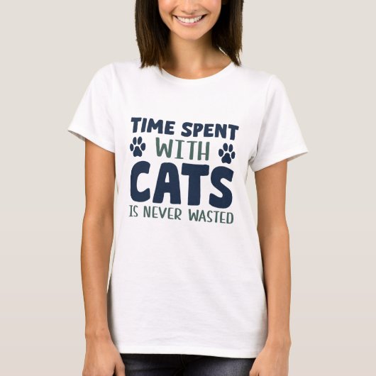 T-shirt Le Temps Passé Avec Les Chats N'Est Jamais Perdu (Devant)