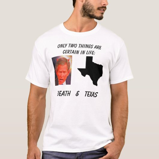 T-shirt le Texas, SATAN, seulement deux choses sont sûr en (Devant)