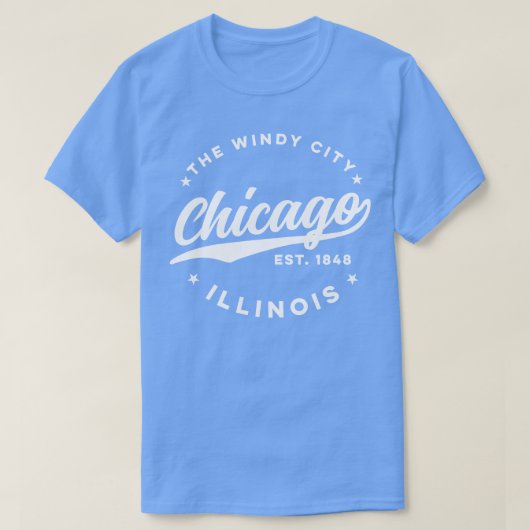 T-shirt Le texte blanc de Windy City Chicago (Design devant)