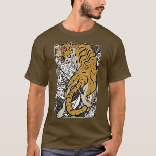T-shirt Le Tigre Japonais Samurai Guerrier Animal Combattr