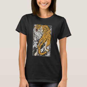 T-shirt Le Tigre Japonais Samurai Guerrier Animal Combattr