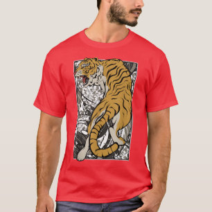 T-shirt Le Tigre Japonais Samurai Guerrier Animal Combattr