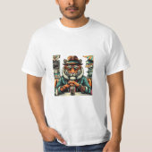 T-shirt Le Tigre Urbain : Coolitude Féline au Café (Devant)