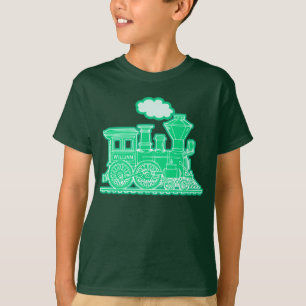 T-shirt Le train vert de fou de vapeur "votre nom" badine