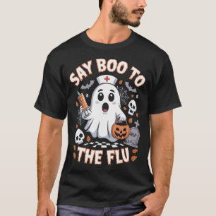 T-shirt Le Vaccin D'Halloween Du Fantôme Infirmier Dit Boo