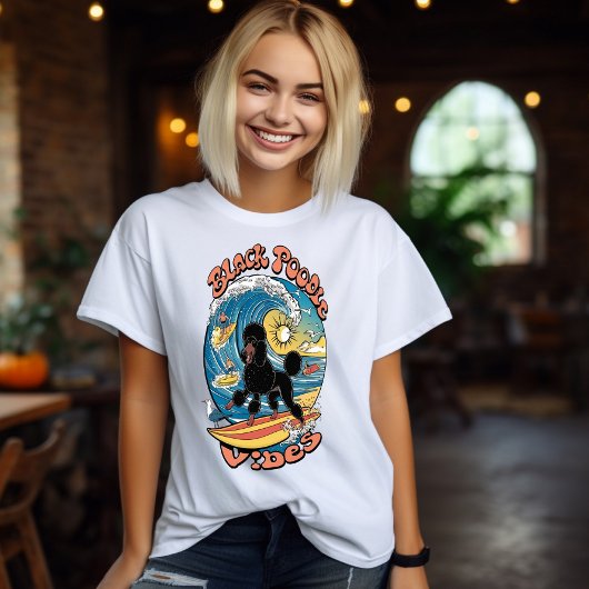 T-shirt Le Vague Surf Poodle Noir