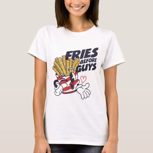 T-shirt Le véritable amour vient avec des frites (Devant)
