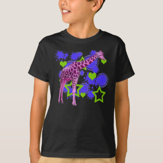 T-shirt Le vert bleu de girafe rose tient le premier rôle
