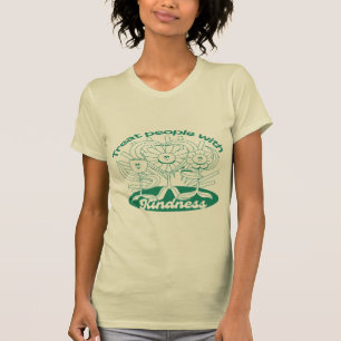 T-shirt Le Vert Traite Les Gens Avec Des Fleurs Et Un Coeu