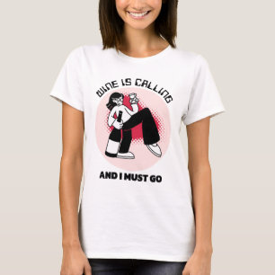 T-shirt Le vin appelle et je dois y aller Humour buveur