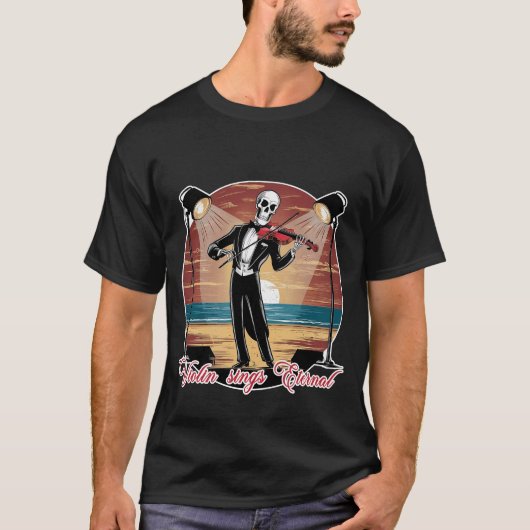 T-shirt Le violon de squelette chante éternellement (Devant)