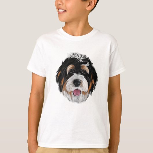 T-shirt Le visage du chien Bernedoodle (Devant)