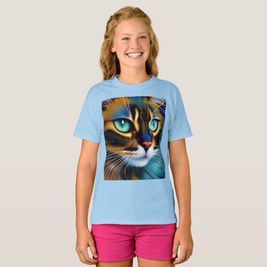T-shirt Le visage d'un mignon Lynx pointe Siamese (Devant entier)