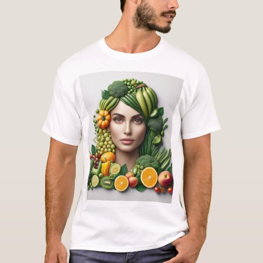 T-shirt "Le visage d'une fille fait maison à partir de fru (Devant)