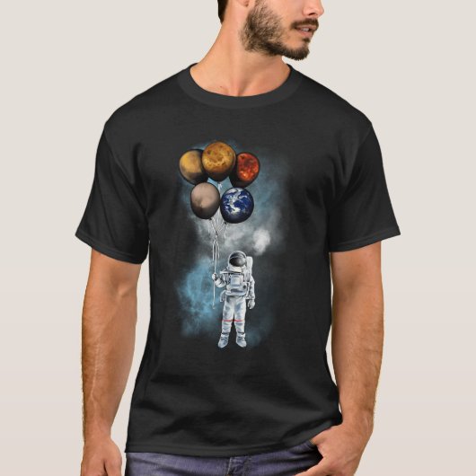T-shirt Le Voyage De L'Astronaute Spaceman Planètes Longte (Devant)