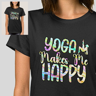 T-shirt Le Yoga me rend heureux Pastel marbré sur le noir