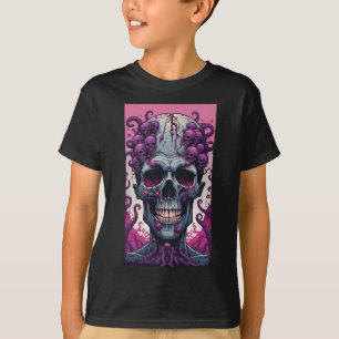 T-shirt Le Zombie A Le Cerveau Couvrant Sa Tête