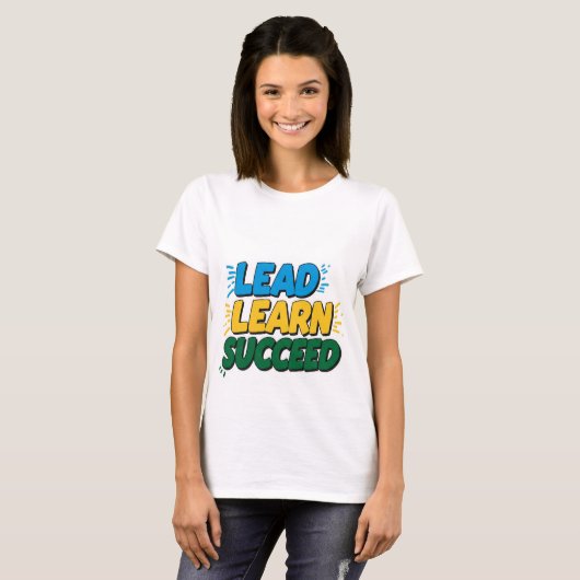 T-shirt "LEAD LEARN SUCCESS - Motivational Women's Basic T (Devant entier)