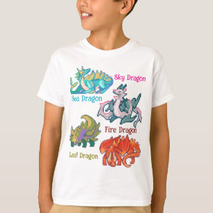 T-shirt Leaf, sky, fire, sea Dragon pixel art