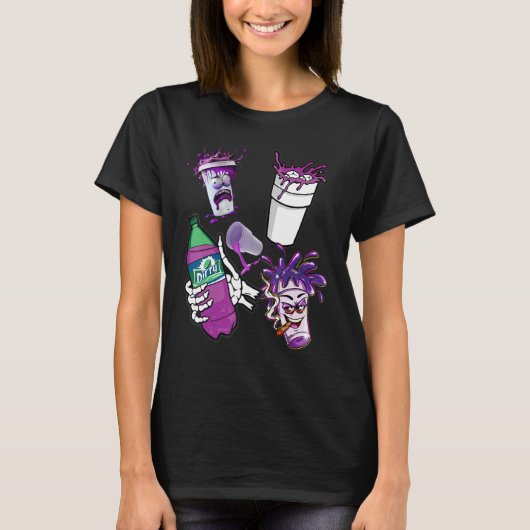 T-shirt Lean  Purple Drank Dirty Double cup Lean Line Smok (Devant)
