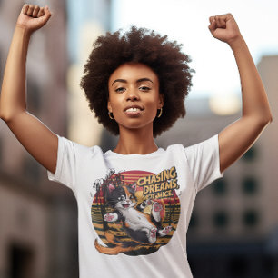 T-shirt Leaping Feline Elégance Chasing rêves pas souris