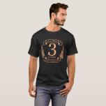 T-shirt Leather 3 ans mariage anniversaire<br><div class="desc">Un design pour célébrer 3 ans de mariage. Ce design a un design couleur tan (cuir) couleur laurier sur un arrière - plan noir. Le cuir est le cadeau traditionnel pour cette occasion. Le texte dit en cuir 3 ans anniversaire. Un design romantique pour célébrer votre 3ème année de mariage....</div>