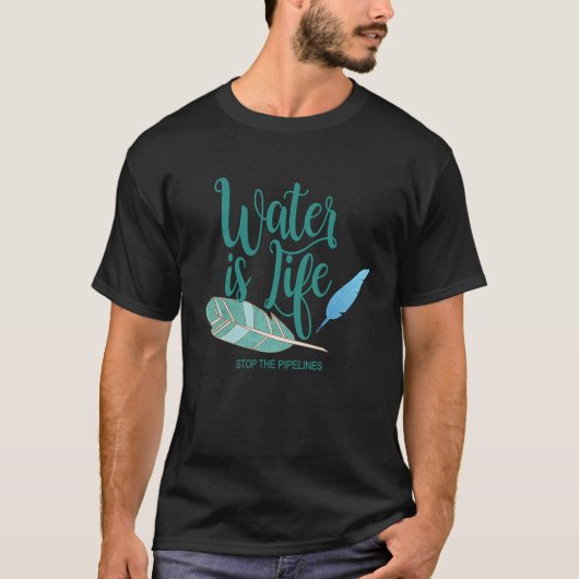 T-shirt L'eau n'est plus la vie des pipelines Mni Wiconi (Devant)
