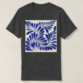T-shirt Leaves branch cobalt blue talavera tile clay inter (Design devant)