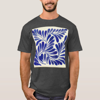 T-shirt Leaves branch cobalt blue talavera tile clay inter