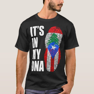T-shirt Lebanese And Puerto Rican Mix DNA Heritage Flag T-