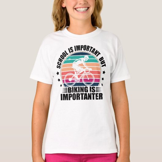 T-shirt L'école est importante Le VTT est important (Devant)