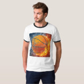 T-shirt Lecteur de ballon de basket flamboyant (Devant entier)