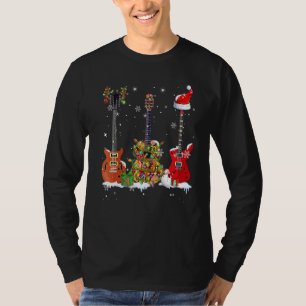 T-shirt Lecteur de basse guitare Santa Hat Reindeer Guitar