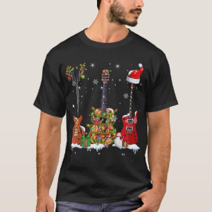 T-shirt Lecteur de basse guitare Santa Hat Reindeer Lover 