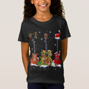 T-Shirt Lecteur de basse guitare Santa Hat Reindeer Lover 