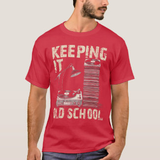T-shirt Lecteur de disques vinyles rétro Musique Vintage E