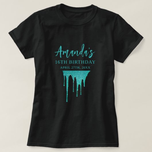 T-shirt Lecteurs de Parties scintillant Turquoise moderne  (Design devant)